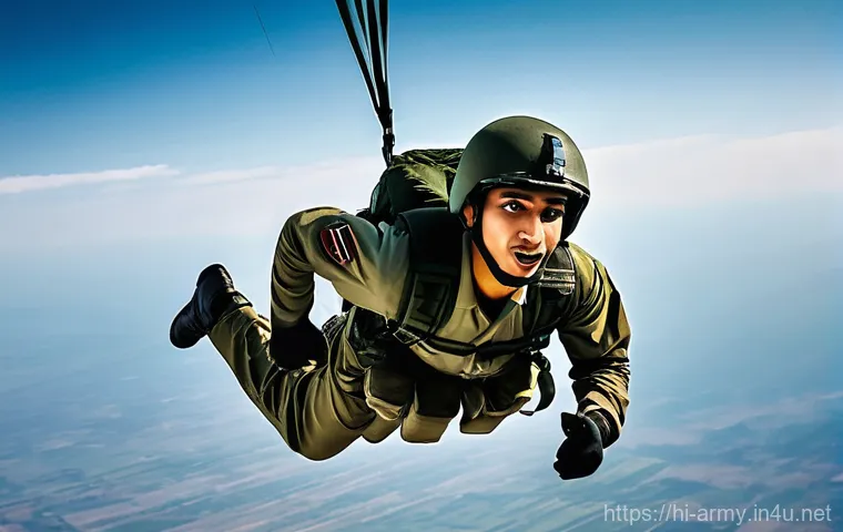 육군 공수부대 훈련 과정 - **Prompt 1: The Leap of Courage**
    "A brave young Indian Army paratrooper, dressed in a full, mod...