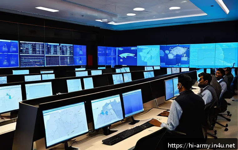 육군 심리전 전술 - A detailed scene of a strategic communication command center focused on psychological warfare, featu...