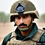 육군 야전훈련 필수 장비 - A detailed scene of an Indian soldier in full personal protective gear during field training, wearin...