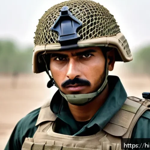 육군 야전훈련 필수 장비 - A detailed scene of an Indian soldier in full personal protective gear during field training, wearin...